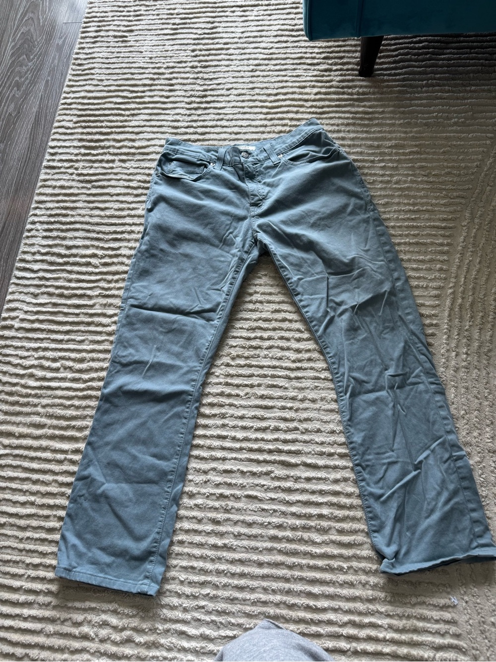 Teal Casual Straight-Leg Pants